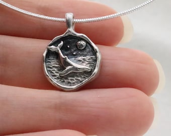 Sterling Silver Whale Pendant: Handmade Ocean Jewelry Gift