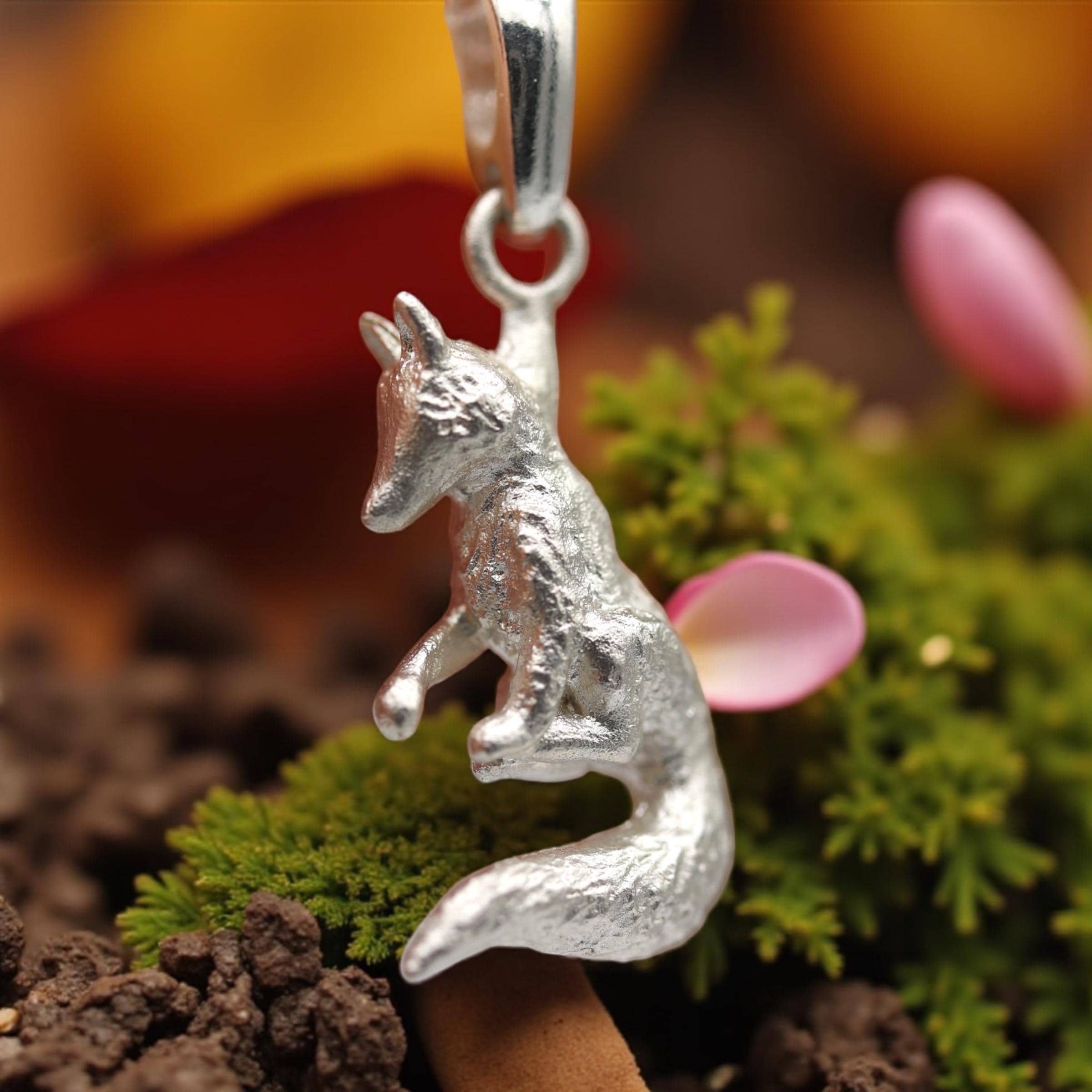 Fox Charm Necklace – Tiny Sterling Silver Pendant, Woodland Animal
