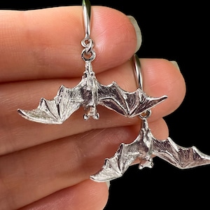 Handmade Sterling Silver Fruit Bat Earrings, Flying Fox Jewelry