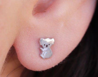 Tiny Koala Earrings / Sterling Silver / Cute Australian Animal Studs / Australian Tourist Gift