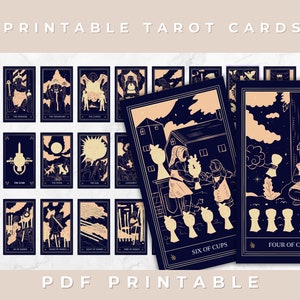 Printable Tarot Deck: Complete Major Arcana and Minor Arcana Set, Instant Download