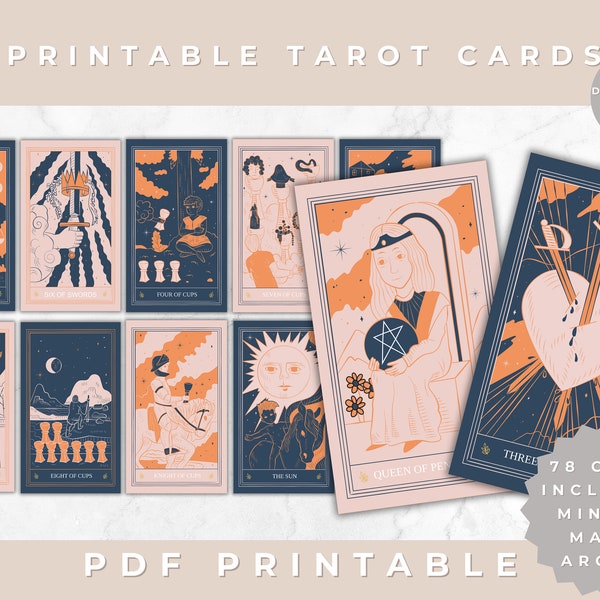 Printable Tarot Deck of Cards | 78 Tarot Cards | Mystical