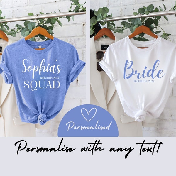 Personalised Team Bride Hen Party T shirts for bridal party matching t-shirts for hen do shirts for Bach party Custom bachelorette shirts