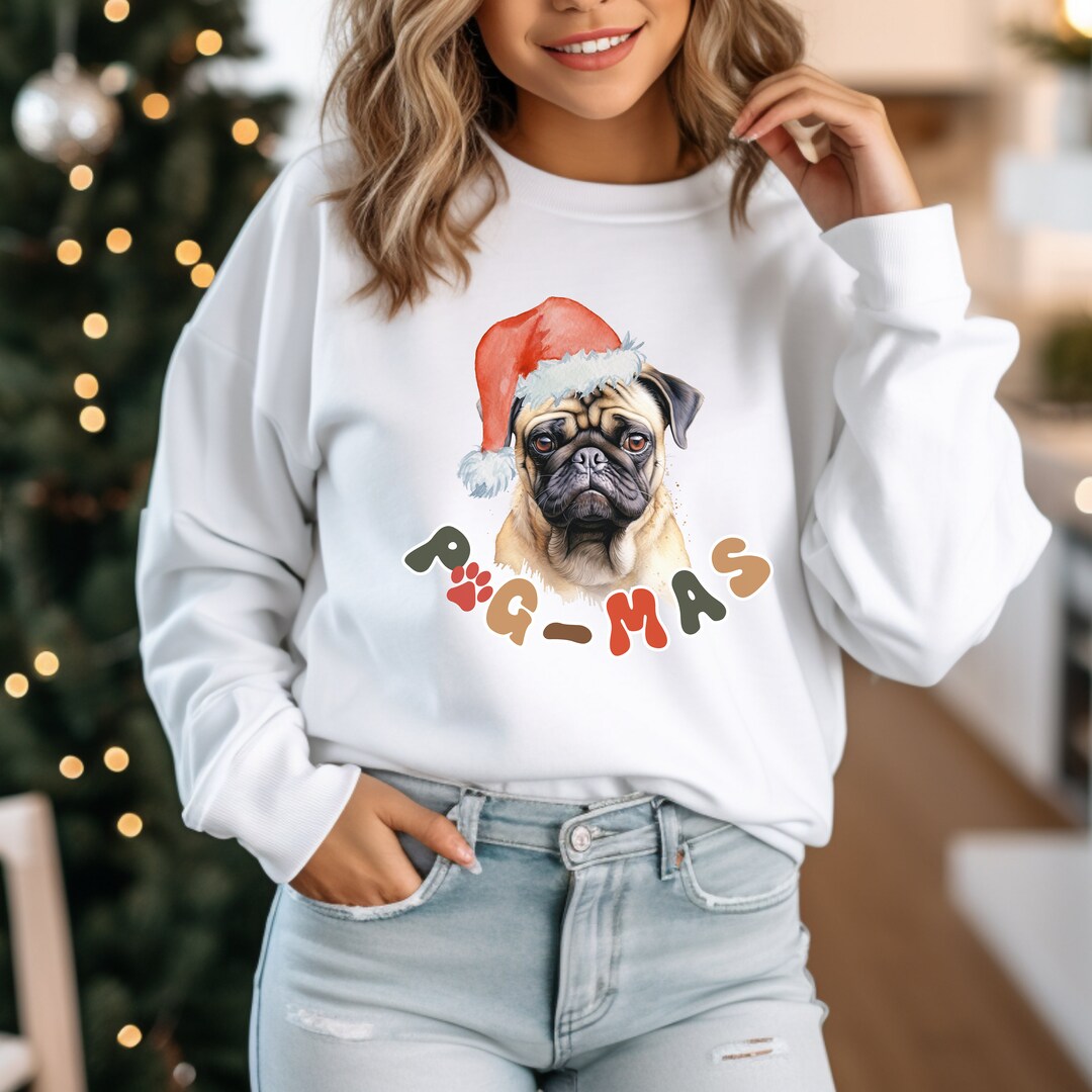 Gift for Dog Lover Pug Christmas Sweater Pug Sweatshirt Gift Etsy
