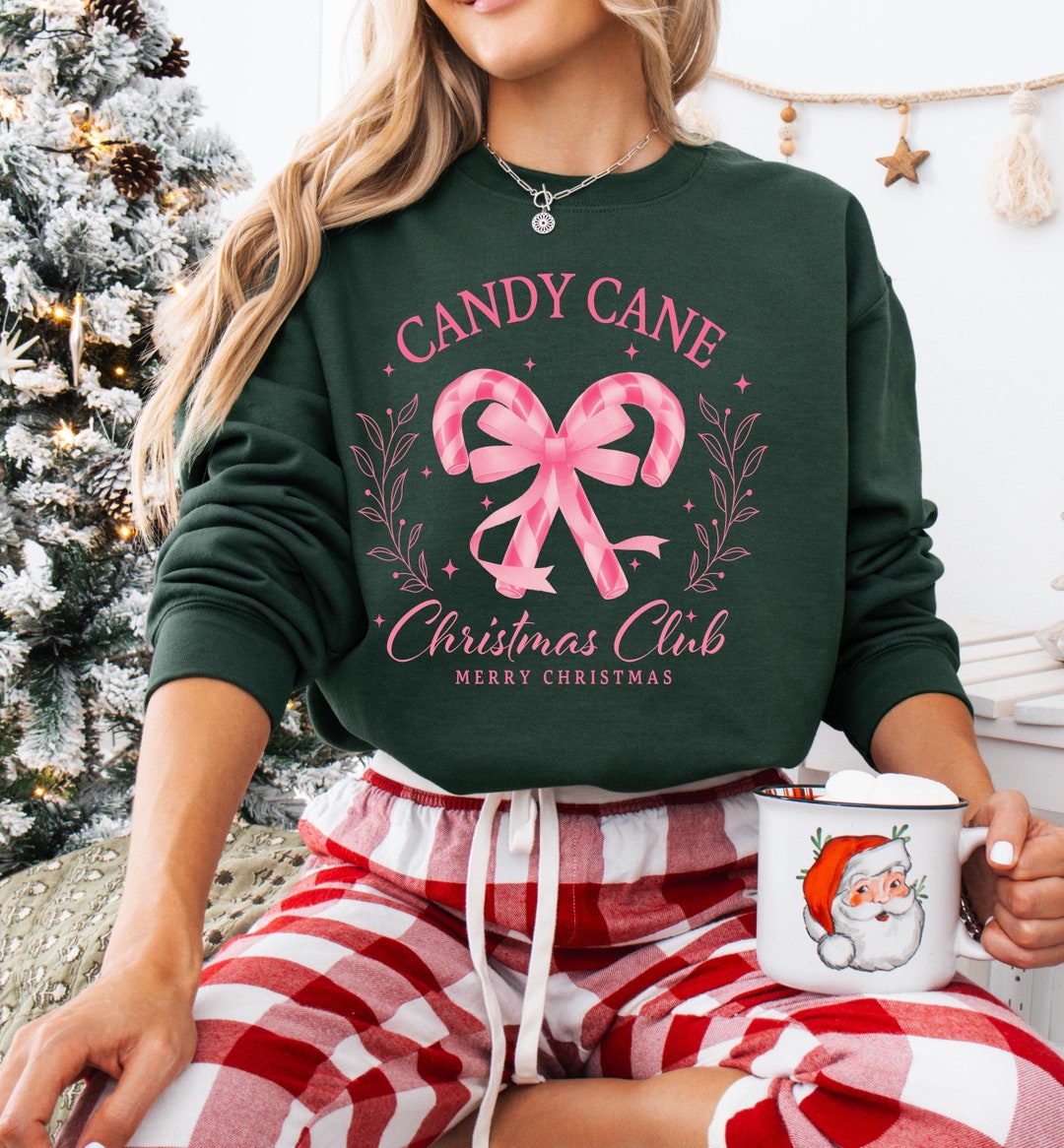 Candy Cane Christmas Sweatshirt, Retro Christmas Sweatshirt, Women's