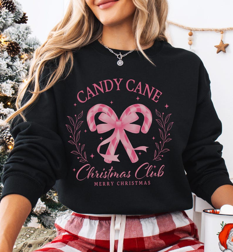 Candy Cane Christmas Sweatshirt, Retro Christmas Sweatshirt, Women's