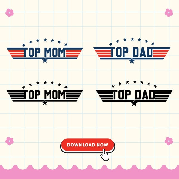 Top Dad and Mom Png, Father's Day Svg Png, Dads Svg Png, Digital File For Cricut, Instant Download, mama shirt png, mama, mothers day png