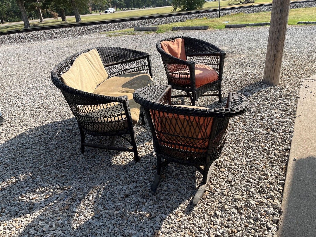 Wicker Loveseat and Chairs Etsy