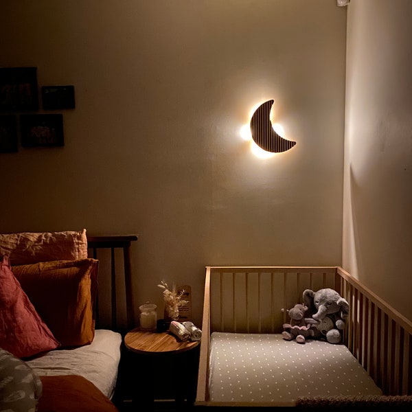 Houten Wandlamp (Maan, Ster of Wolk) voor Babykamer | Kinderkamer | Zen-ruimte | Diner Datum Nachten | Bad