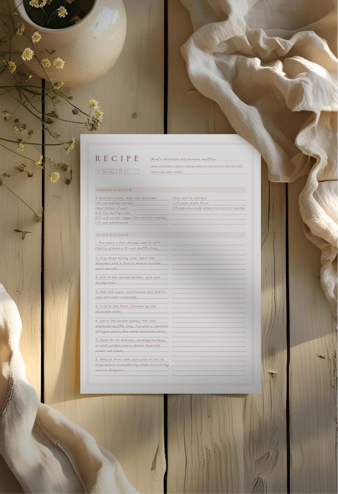 Vintage-inspired Recipe Cards Printable Handwritten Recipe Cards ...