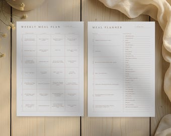 Weekly Meal and Dinner Planning Template - Printable Family Meal Planners and Grocery List Bundle