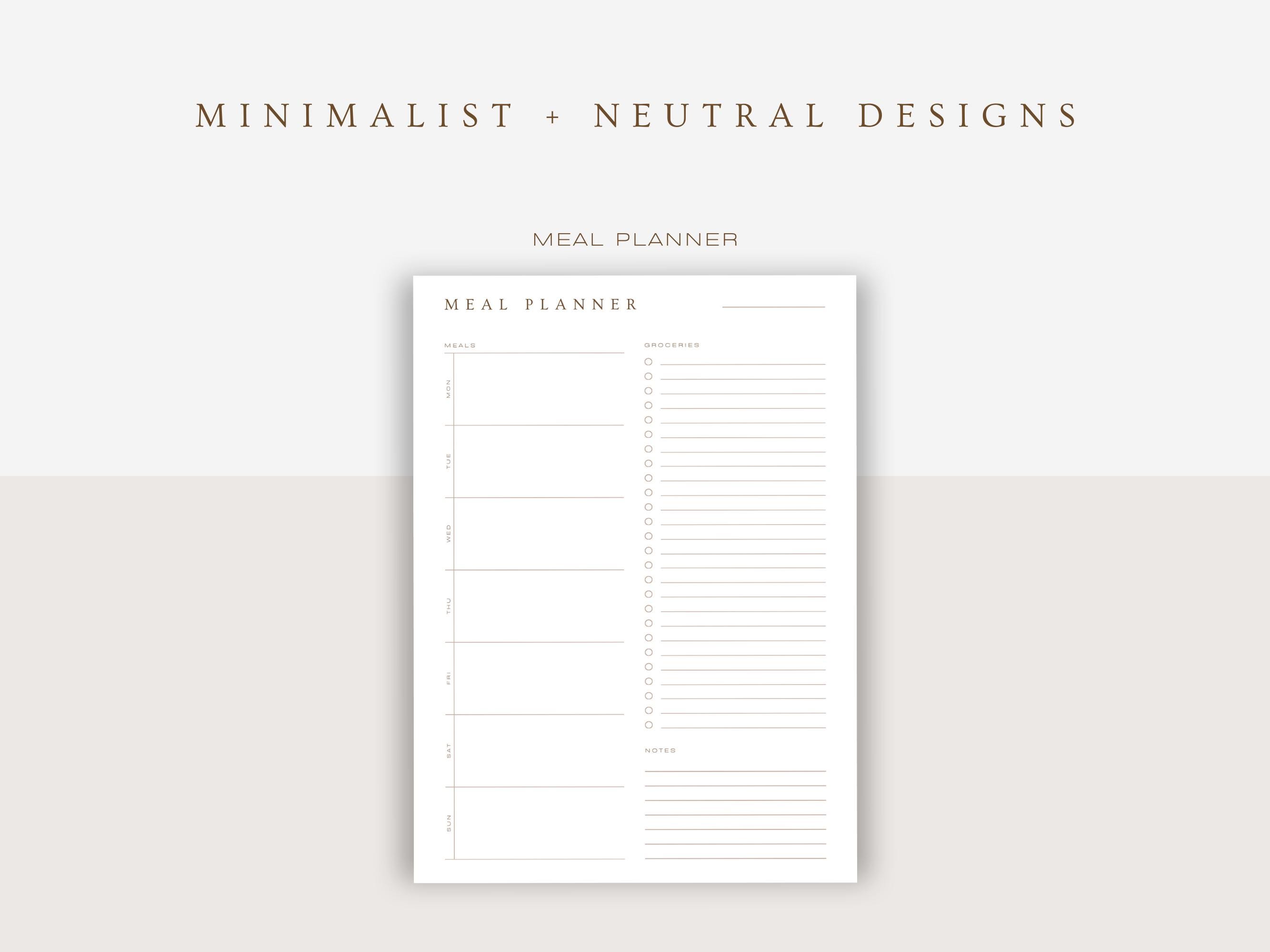 Weekly Meal Planner & Grocery List Printable - Minimalist Meal Planning ...