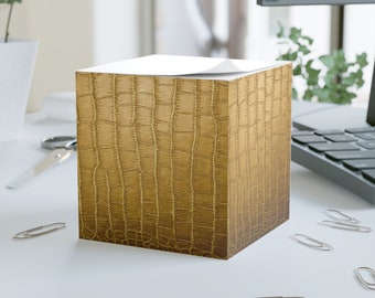 Cubo per note maschili in pelle di alligatore cognac