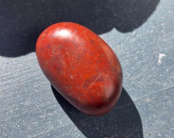 Deep Red Brecciated Polished Jasper Palm Stone
