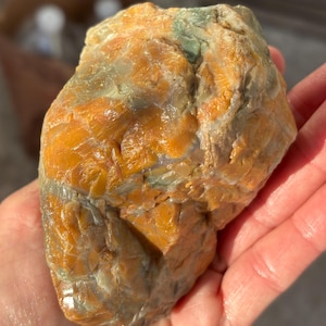 Brecciated Yellow and Light Blue/Green Chert Jasper Rough Stone