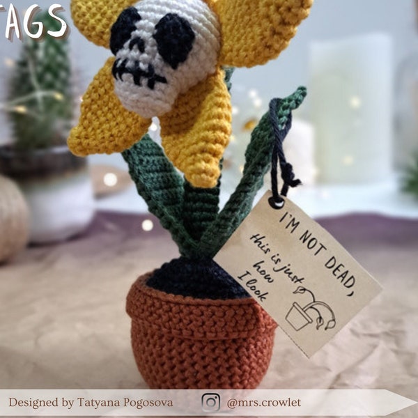 PRINTABLE Plant Labels, Digital PDF Cutout Tags for Crochet plants and amigurumi flowers, Print and Cut market prep labels