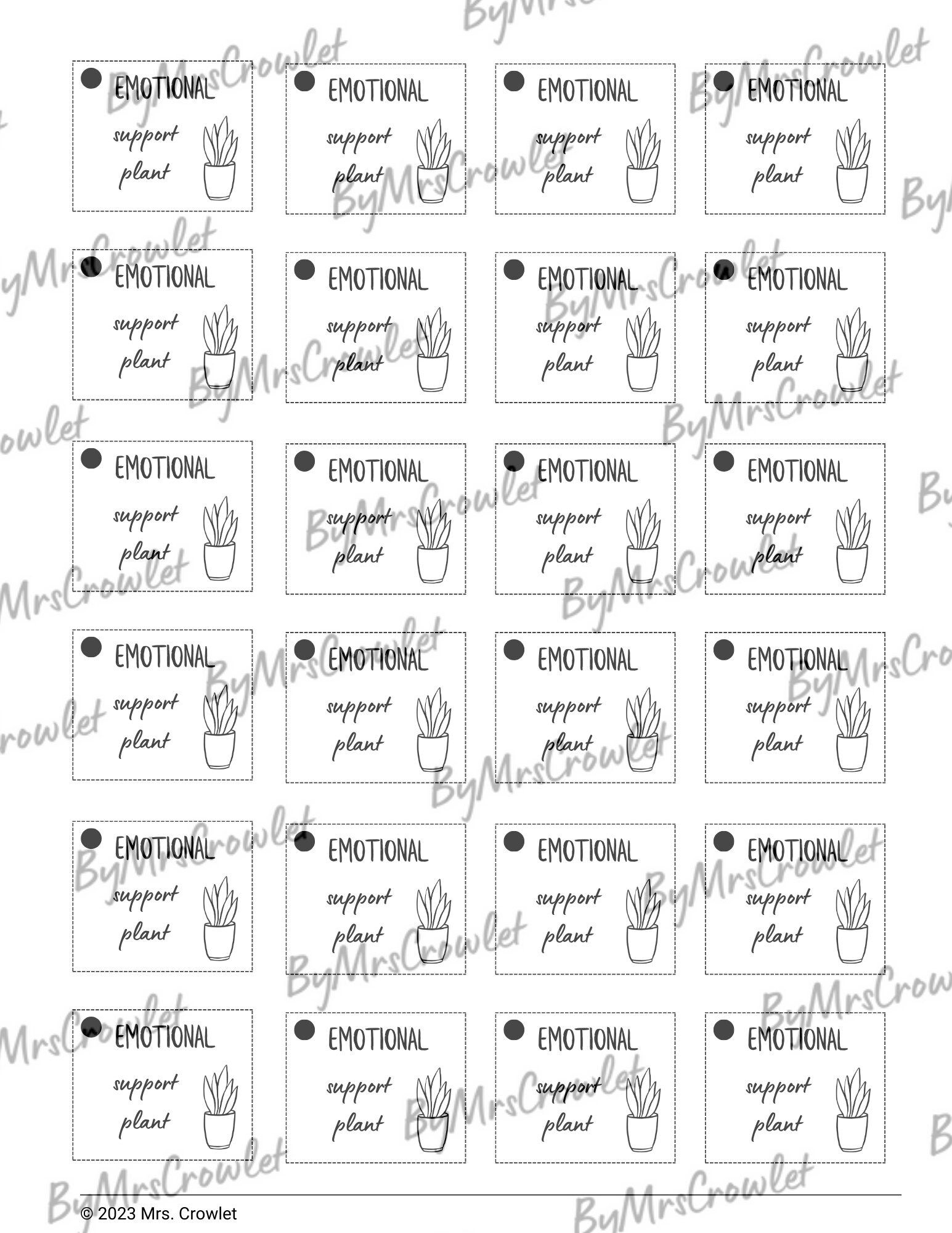 PRINTABLE Plant Labels Digital PDF Cutout Tags for Crochet - Etsy