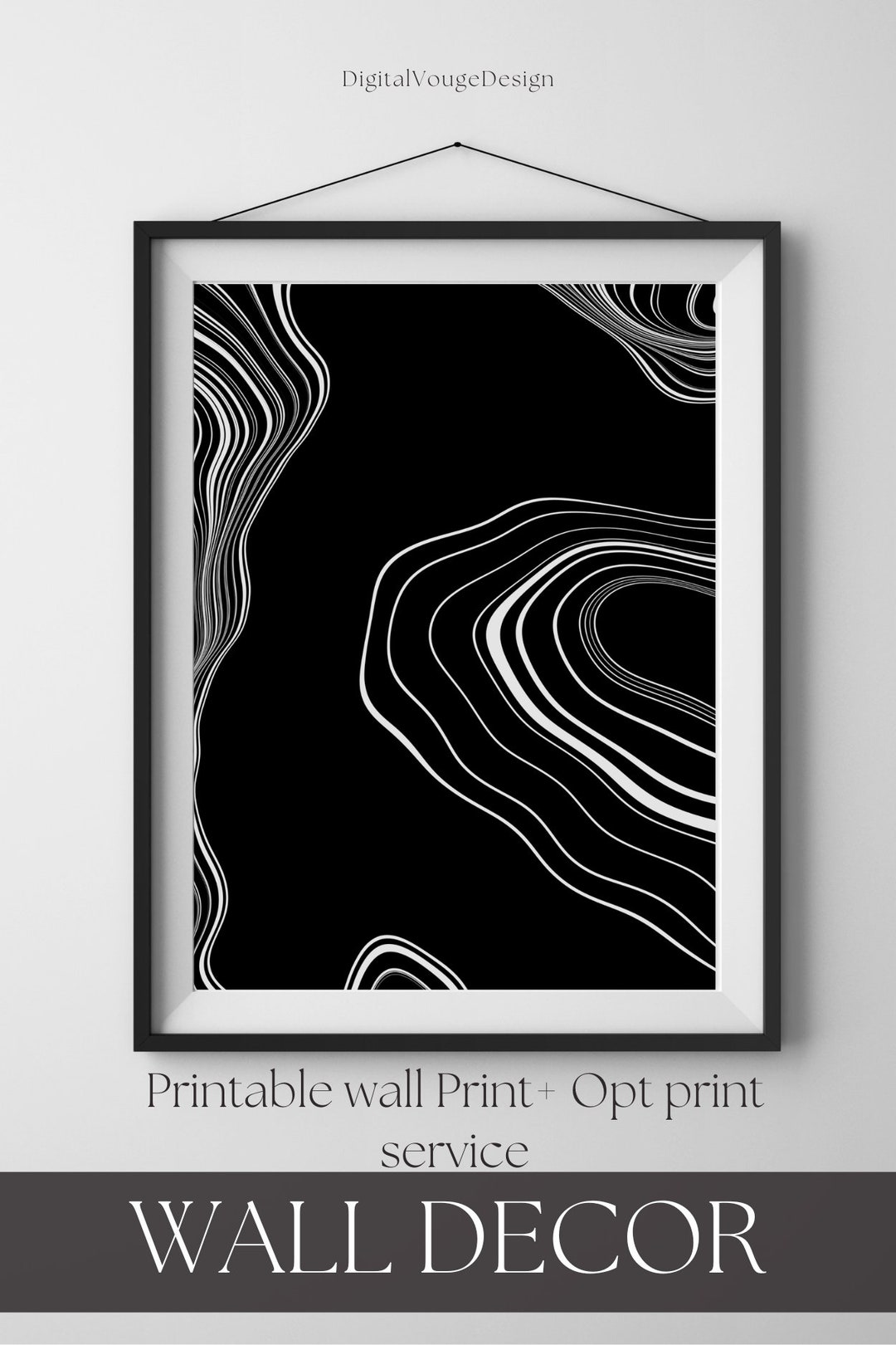 Contemporary Black and White Marble Wall Art Print Etsy