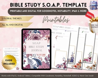 Bible Study SOAP Template Bundle, Bible Study Tools, Prayer Journal, Scripture Journaling, Gifts for Wife