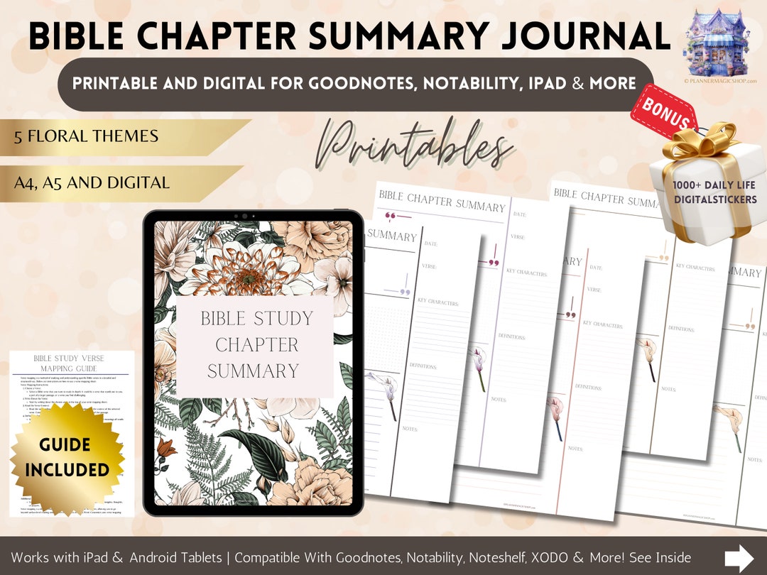 Bible Study Chapter Summary Journal Bundle, Bible Study Tools, Prayer ...