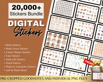 20,000+ Goodnotes Sticker Bundle, Digital Planner Stickers, Modern Digi Notes, Boho Planner, Pre-cropped Goodnotes