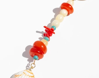 Handmade Seashell Keychain | Boho Beaded Bag Charm