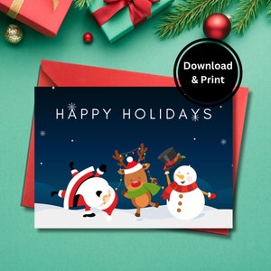 Divertente biglietto di buone feste, PDF con download istantaneo, biglietto di auguri di Natale stampabile, stampa a casa, biglietto da 7x5 pollici