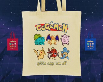 Cagemon Gotta Cage 'Em All Tote Bag: Funny Nicholas Cage Meme