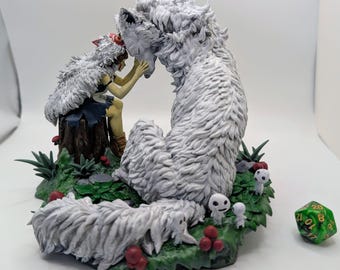 Wolf Princess and Guardian Wolf Miniature - LARGE DISPLAY MODEL