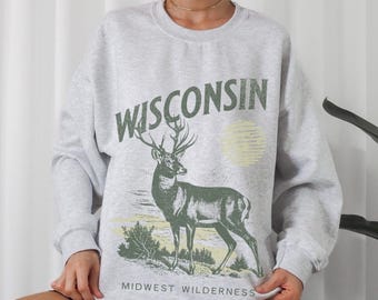 Wisconsin Sweatshirt Midwest Wilderness Sweater Wisconsin Nature Pullover Hiking Crewneck Wisconsin Hunting Gift for Hunter Wisconsin Gift