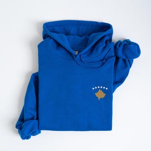 Kosovo Embroidered Hoodie Kosova Flag Sweatshirt Pullover Gift for Men Women Unisex Kosovo Clothing Custom Kosovo Pride Apparel