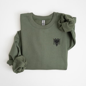 Embroidered Albanian Eagle Sweatshirt Albanian Eagle Embroidered Pocket Sweater Albanian Regal Crewneck Albanian Pullover Albanian Gift Idea