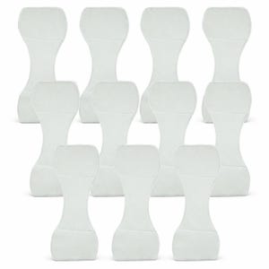 May include: A collection of ten white hourglass-shaped fabric inserts arranged in three rows. Each insert features a contoured, narrow center section with wider, rounded ends, constructed from a soft, uniform white textile material.