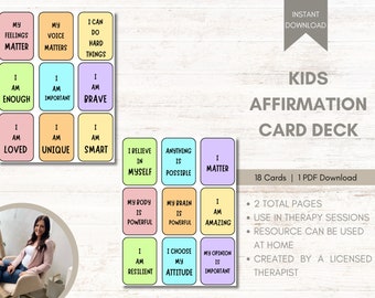 Affirmation Card Deck Kindertherapie Beruhigende Ecke Kind Emotion Chart Kind Emotionsregulierung Emotionskarten Kleinkind Emotionskarten druckbar