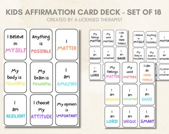 Affirmation Card Deck Kindertherapie Beruhigende Ecke Kid Emotion Chart Kid Emotionsregulation Emotionskarten Kleinkind Emotionskarten Printable