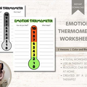 Kids Emotion Thermometer Kids Therapy Worksheet Kids Coping Skills Worksheet Kids Emotion Anger Kids Coping Skills Therapist Resource
