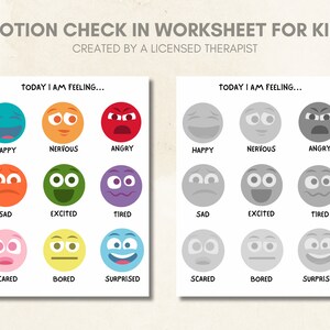 Child Therapist Worksheet Kids Therapy Resource Emotion Check In Worksheet Kids Therapist Resource Self Check In Daily Feelings Worksheet