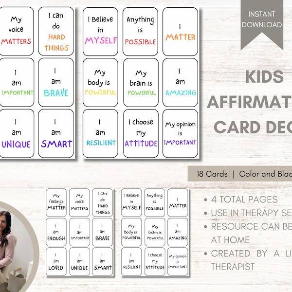 Kids Affirmation Cards Emotion Cards Toddler Kid Emotion Regulation Kid Coping Skills Calming Corner Positive Affirmation Cards Therapy