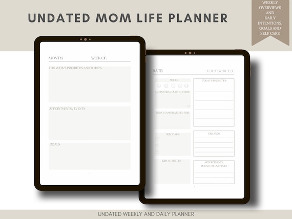 Busy Mom Planner Undated Mom Life Planner Undated Planner Weekly and Daily Undated Planner Printable ADHD Mom Planner Goal Planner Printable