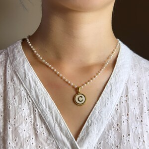 True Love Waits Necklace with Initial and Mother of Pearl