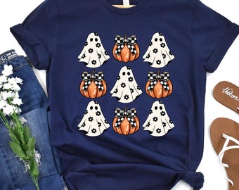 Coquette Halloween Shirt, Coquette Ghost Shirt,Сute Ghost Pumpkin Shirt,Ghost Shirt,Fall Tee for Women,Spooky Season Shirt,Pumpkin Coquette