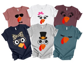 Funny Face Turkey Shirts, Fall Family Shirt, Cute Turkey Shirt, Thanksgiving tee, Kids Shirt, Fall Shirt Teacher, Thanksgiving Kids Tee
