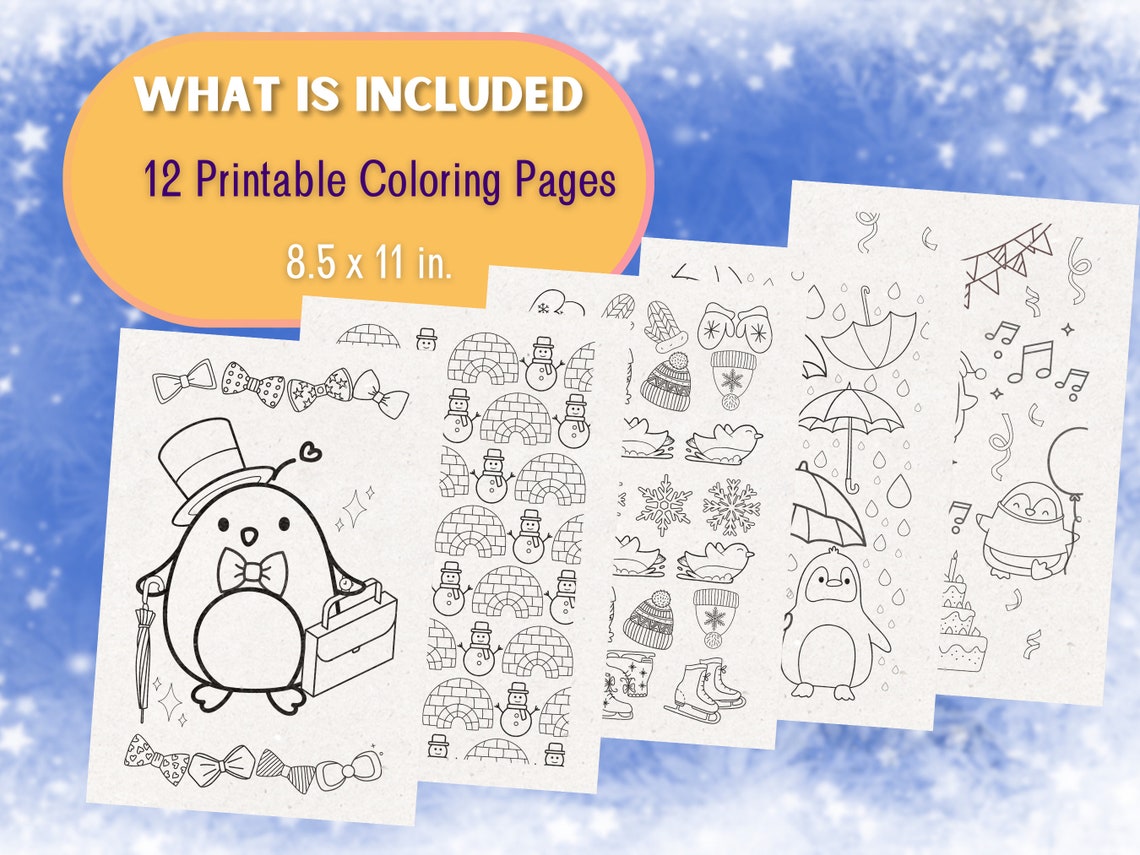 12 Printable Penguin Coloring Pages Kids Festive Coloring Sheets
