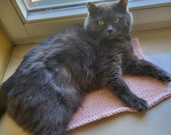 Windowsill cat bed Chunky yarn perch Handknit cat bed Crochet cat placemat