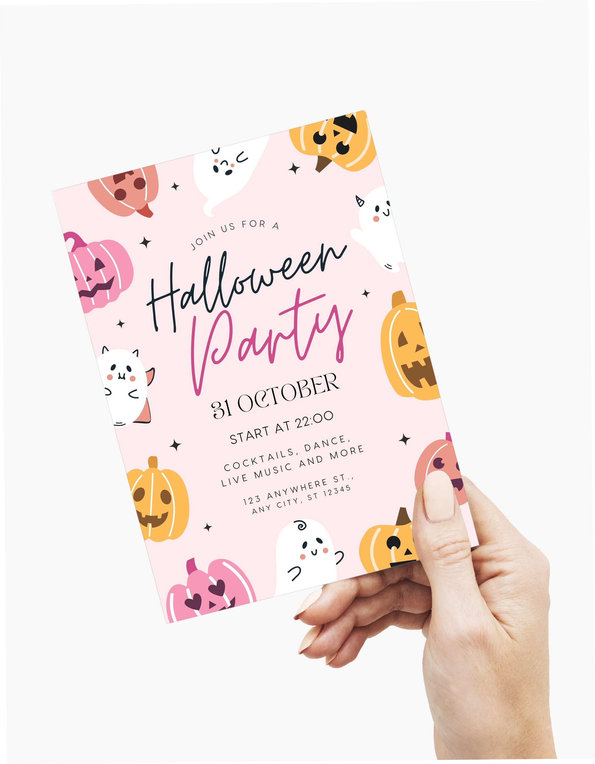 Editable Pink Halloween Party Invitation Halloween Birthday - Etsy