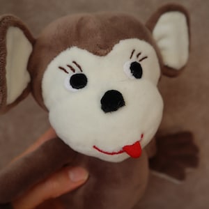 Handmade Velvet Plush Monkey Toy: Embroidered Face Stuffed Animal