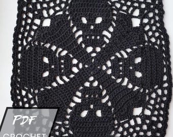 Gothic Skull Crochet Doily Pattern: Black Lace Decor (PDF Pattern)