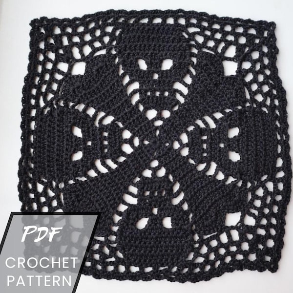 Gothic Skull Häkeldeckchen-Muster: Schwarzes Spitzen-Dekor (PDF-Muster)