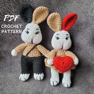 Rabbit Crochet Pattern / Crochet Bunny Pattern / Amigurumi Bunny Rabbit / easter crochet pattern / Easter Crochet Tutorial /  Heart Pattern