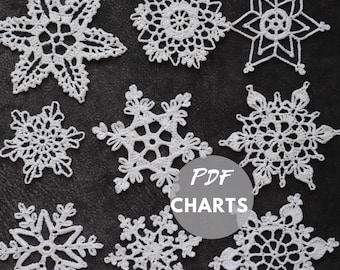 Snowflake Crochet Pattern Set: 9 Christmas Decor Tutorials (PDF) English + Italian